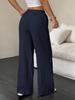 2026 Women's Casual Wide-Leg Pants with Knot Waist and Textured Fabric