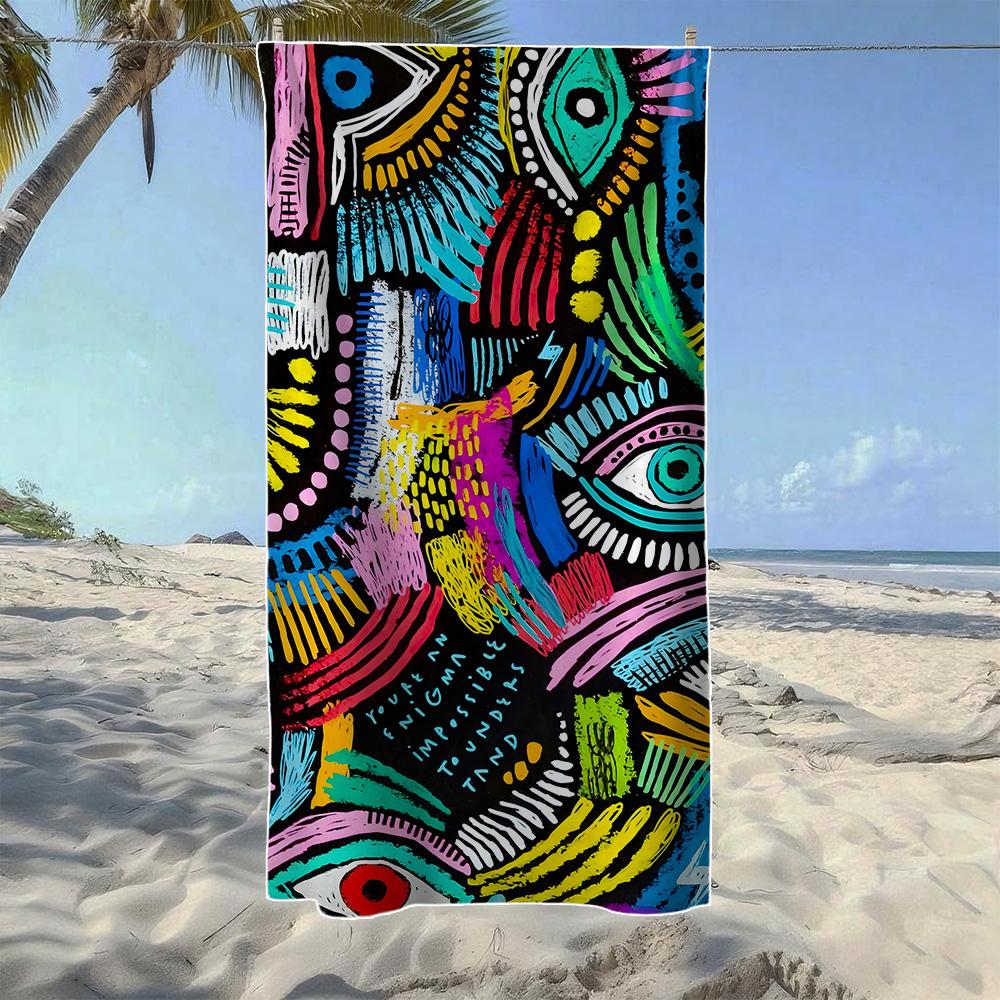 

Evil Eye & Coastal Crab & Surfboard Pattern Beach Towel, Soft Durable Quick-Drying, Ideal For Summer Beach, Swimming & Camping W30*H60(CM)