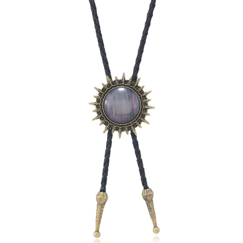 

Мужское ретро ожерелье-боло с нефритом, смолой и сплавом серый/нефритовый