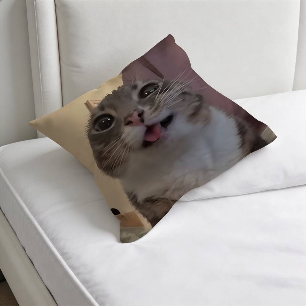 Funny Cat MeMe Decorative Square Pillow Cover Soft  Comfortable Pillow Case Sofa Bed Home Decoration