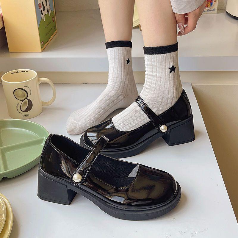 Color matching fashion versatile round head British style single shoes women's French fragrant Mary Jane small leather shoes 2025 spring and autumn n