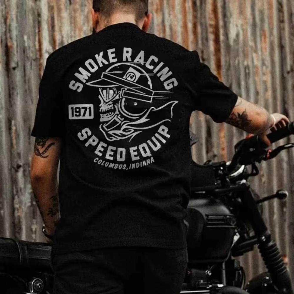 Summer Fashion Heavyweight Retro Men's English Letters 100% Cotton Printed Round Neck High-quality Casual Fitness Street T-shirt