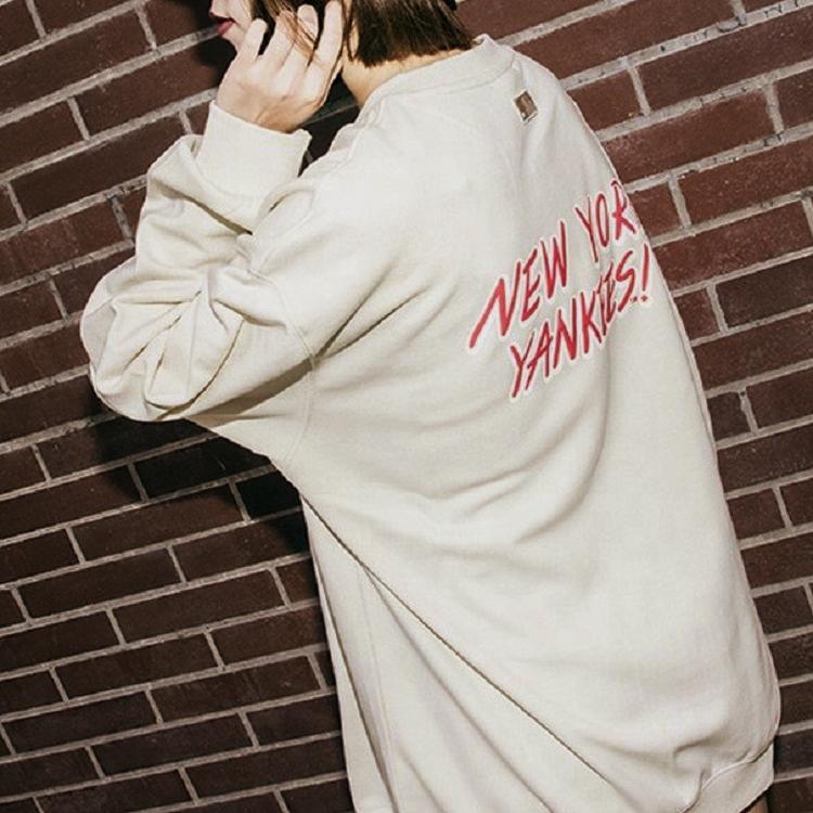 New MLB New York Yankees Sweatshirts Unisex Ivory White 31MT04941-50I