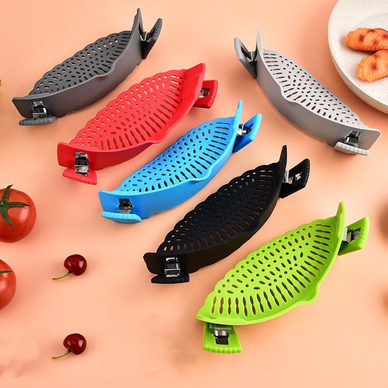 Universal Silicone Clip-on Pan Pot Strainer Anti-spill Pasta Pot Strainer Food Grade Rice Fruit Colander Strainer Kitchen Items