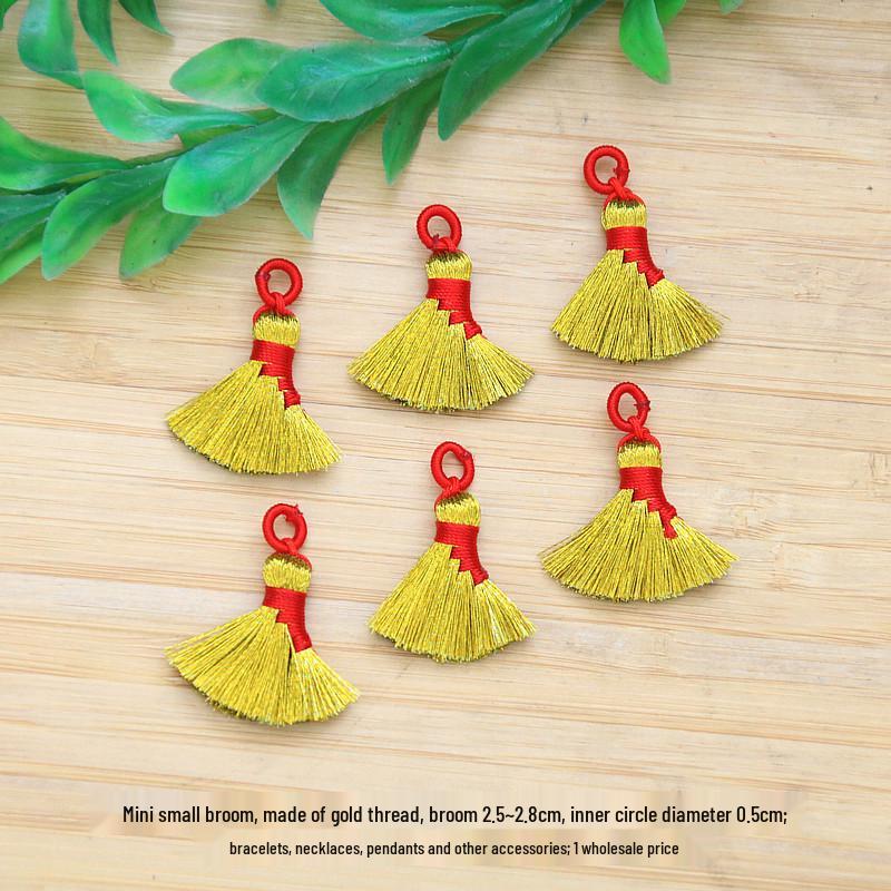 

Dragon Boat Festival Gold Thread Broom Pendant Keychain Bracelet Accessory