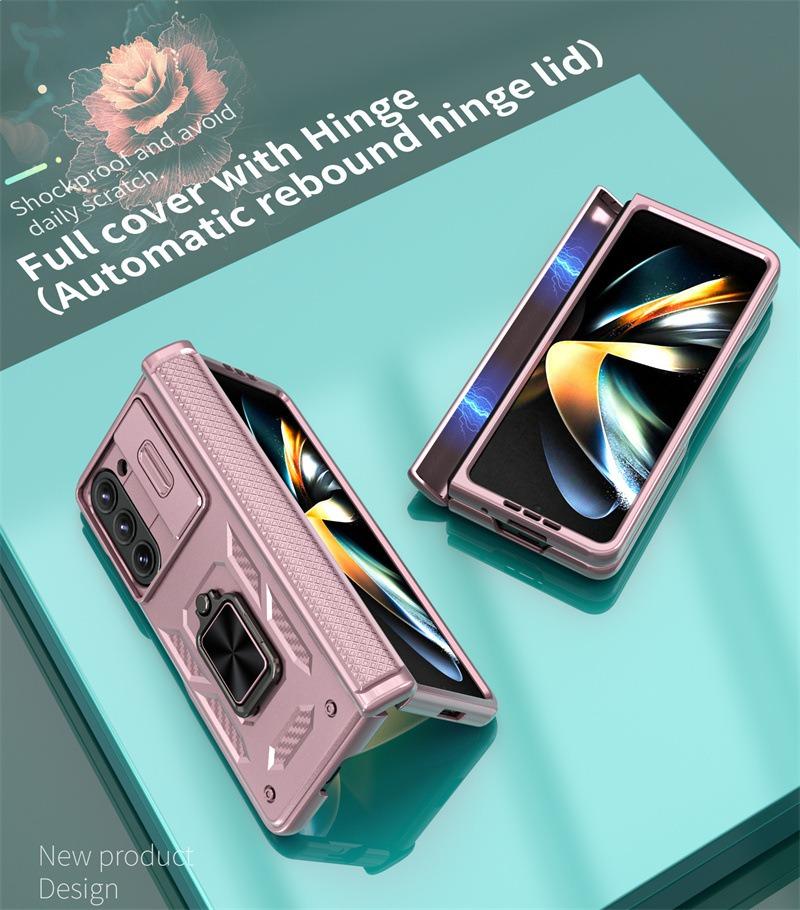 Odolné pouzdro Hinge Protection Phone Armor pro Samsung Galaxy Z Fold 8 Ultra / 7 6 5 s 360° magnetickým kroužkem a stojánkem