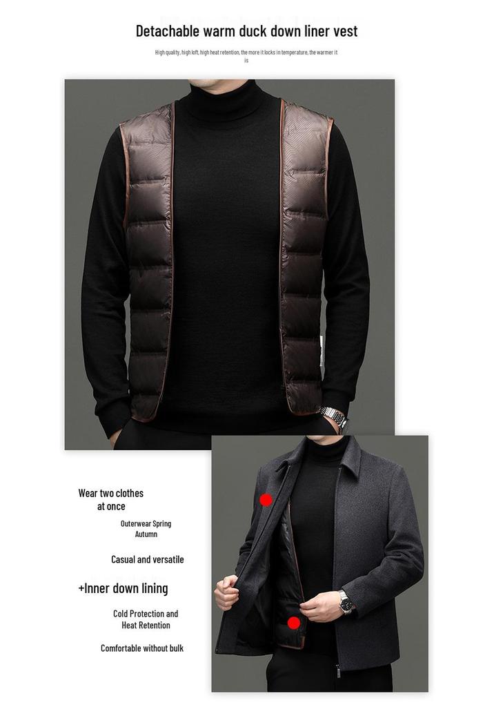 2025 Men's Business Casual Wool Coat for Middle-aged Men - Zipper Woolen Jacket for Autumn/Winter