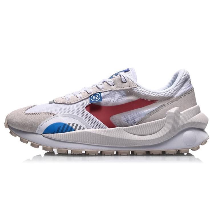 

New LiNing Cushioning Anti Slip Wear Resistant Breathable Lightweight Reflective Low Top Running Shoes Men s White Gray Red AGCR039-3