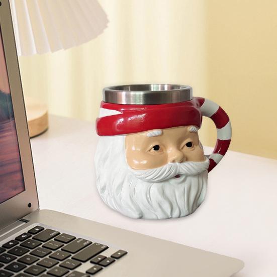 Santa Coffee Mug Stainless Steel Water Cup Hot Beverages Mugs Christmas Themed Drinkware Unique Holiday Gifts for Friends