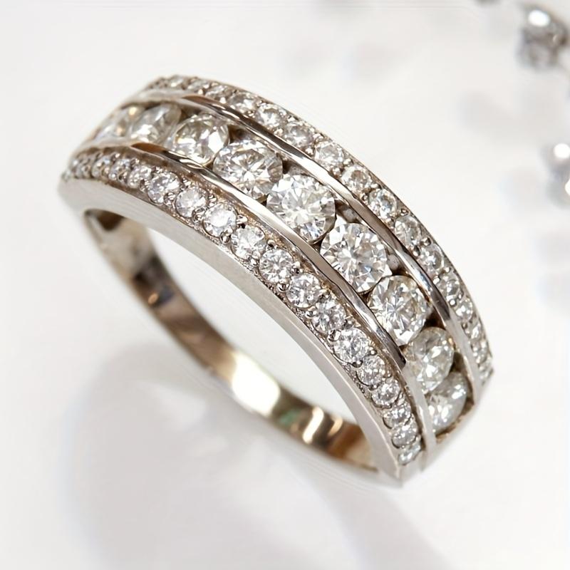 Luxurious Sparkling Zirconia Inlaid Multi-layer Women s Ring, Exquisite and Fashionable Wedding Banquet Zircon Gift 7
