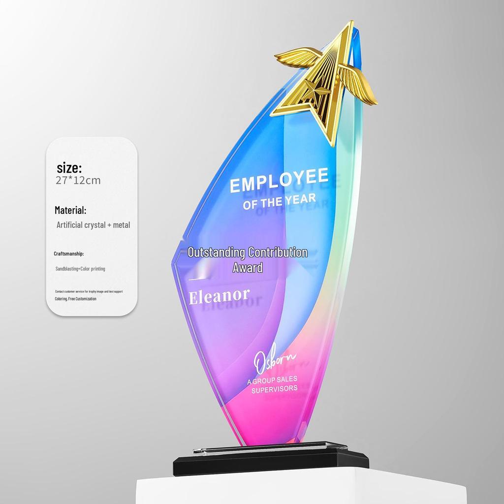 Crystal Trophy: Five-Pointed Star Metal Award for Children's Basketball and Outstanding Employee Excellence