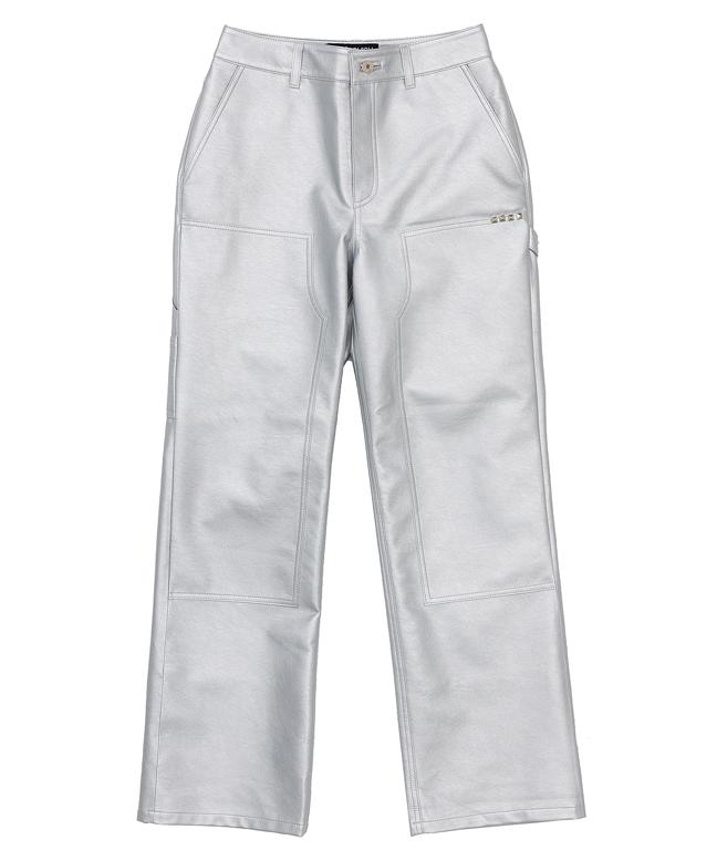 Leoninghai Leather Carpenter Pants [Silver]