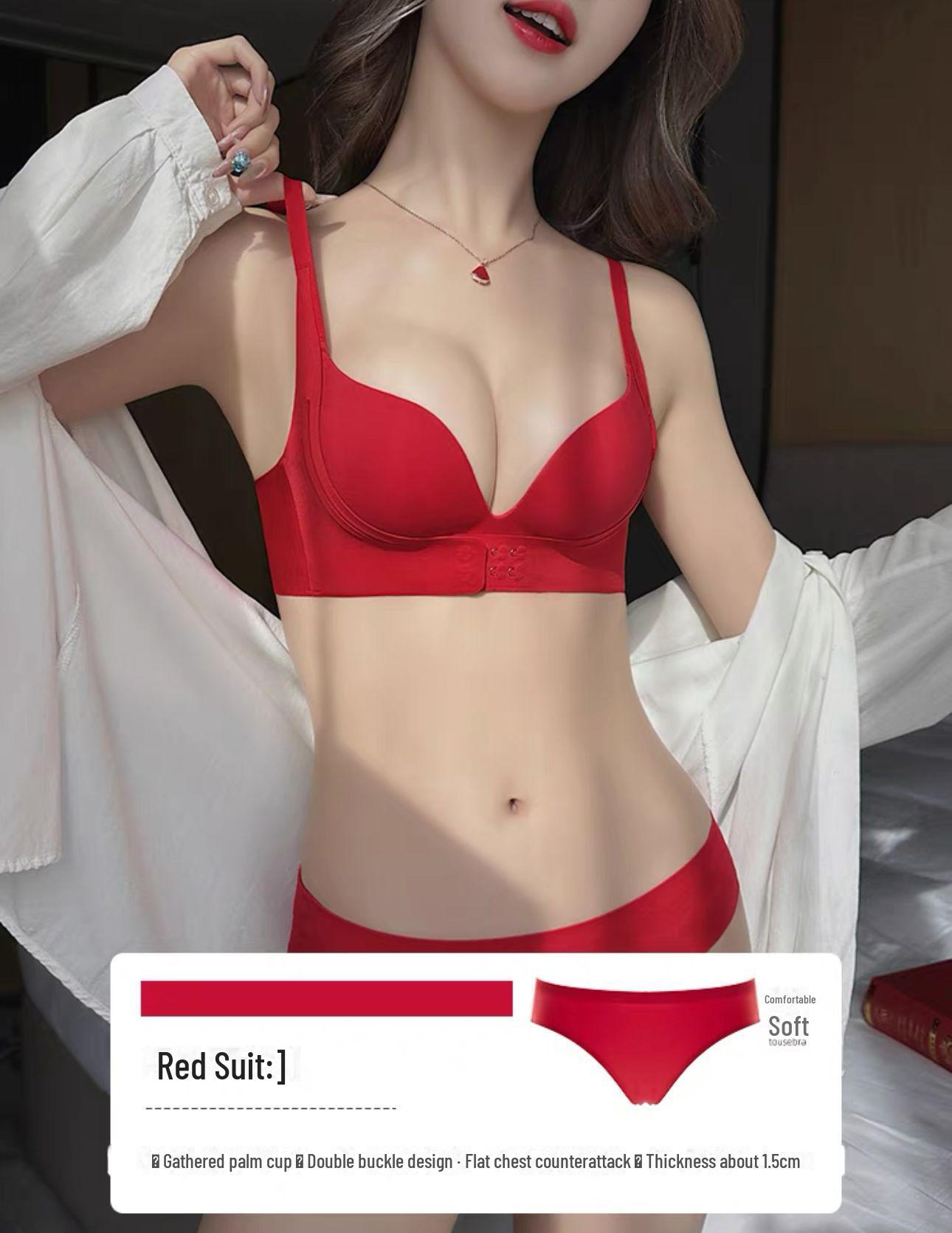 

Бесшовный бюстгальтер с застежкой спереди для девочек - антипровисающий, с боковой поддержкой груди, без пустых чашек, со сборками S