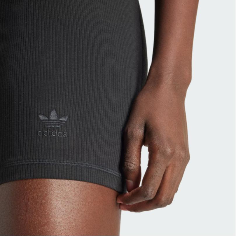 adidas Originals Tape Short Tights Color Block Ribbed Knit Sports Shorts Women Shorts Black IS2364