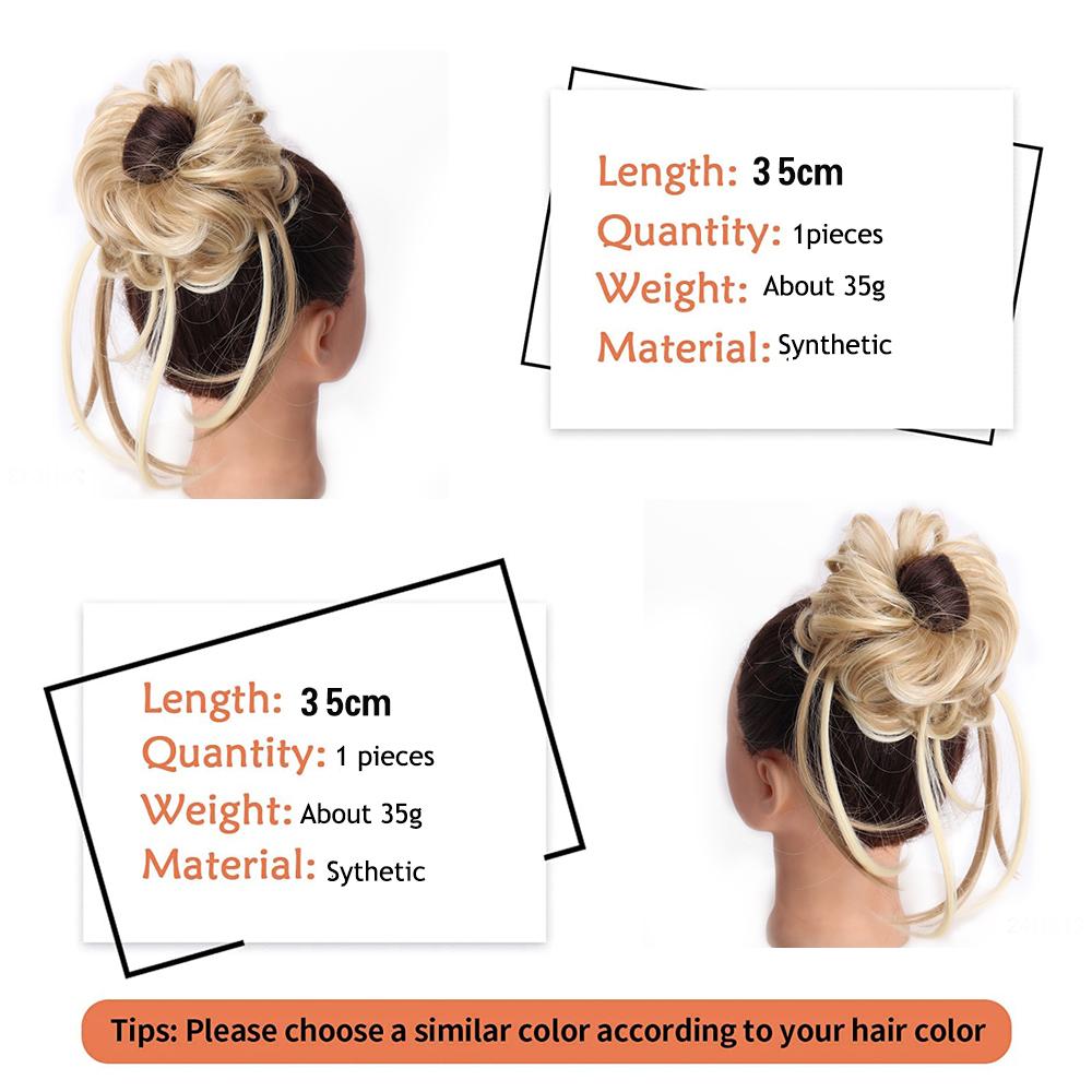 MISSQUEEN Synthetic Hair Bun Fake Hair Chignon Elastic Hair with Elastic Band Hair Bun Donut Chignon Messy Hair for Women