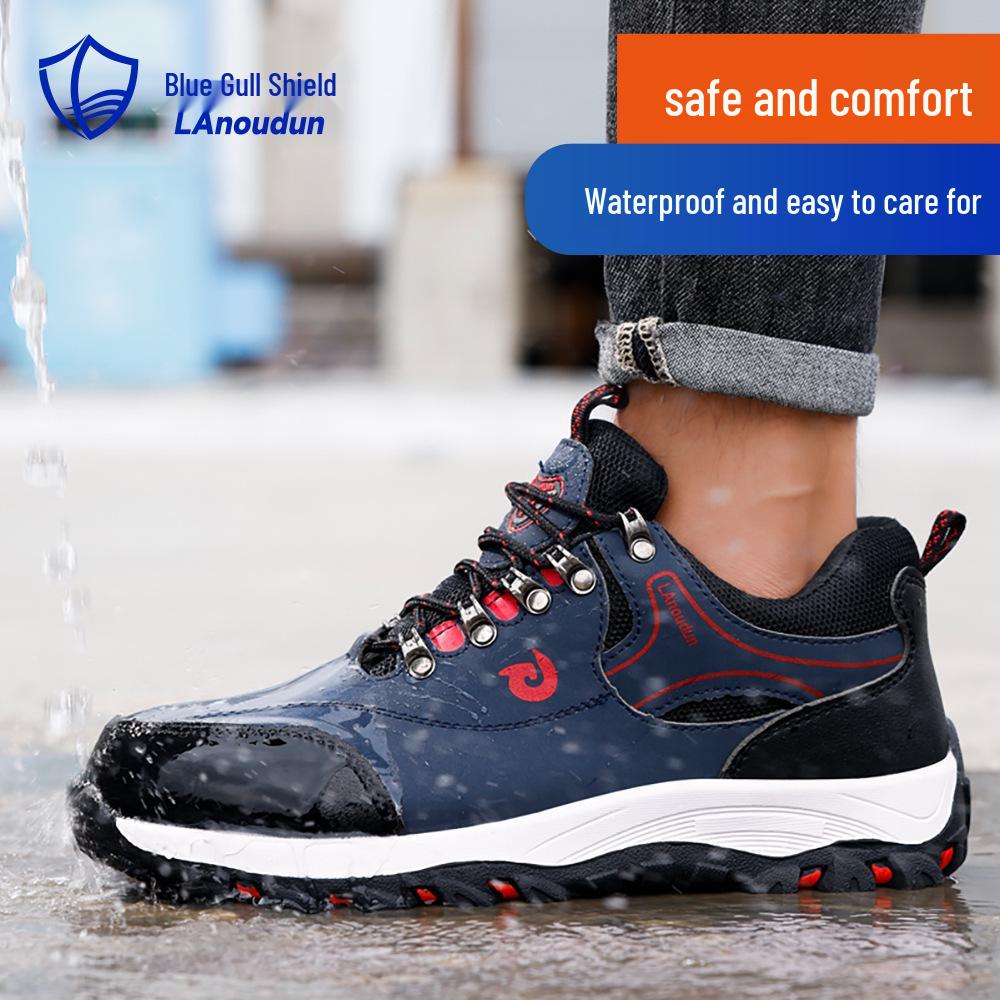 Blue Gull Shield Men's Steel Toe Safety Shoes: Anti-smash, Puncture-resistant, Wear-resistant, Anti-slip, Comfortable Labor Protection Footwear.