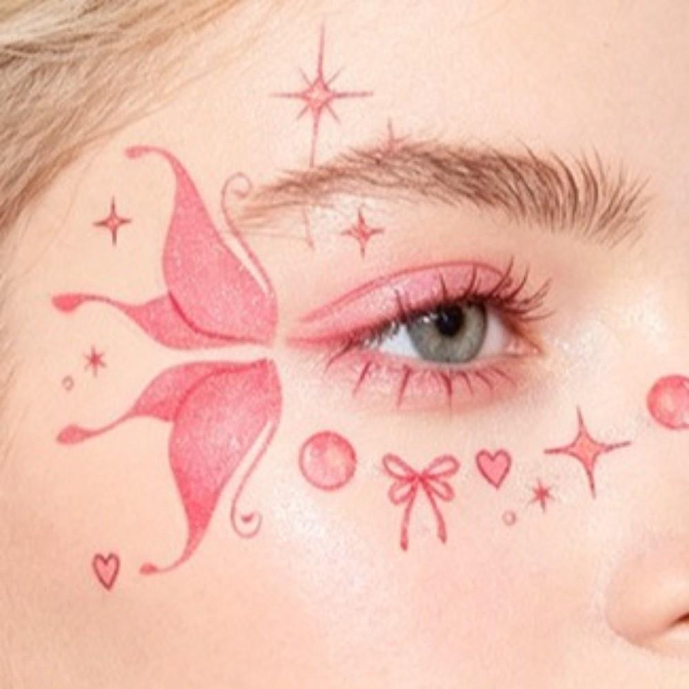 Star Heart Glitter Butterfly Face Tattoo Realistic Face Temporary Tattoo Dance Performances