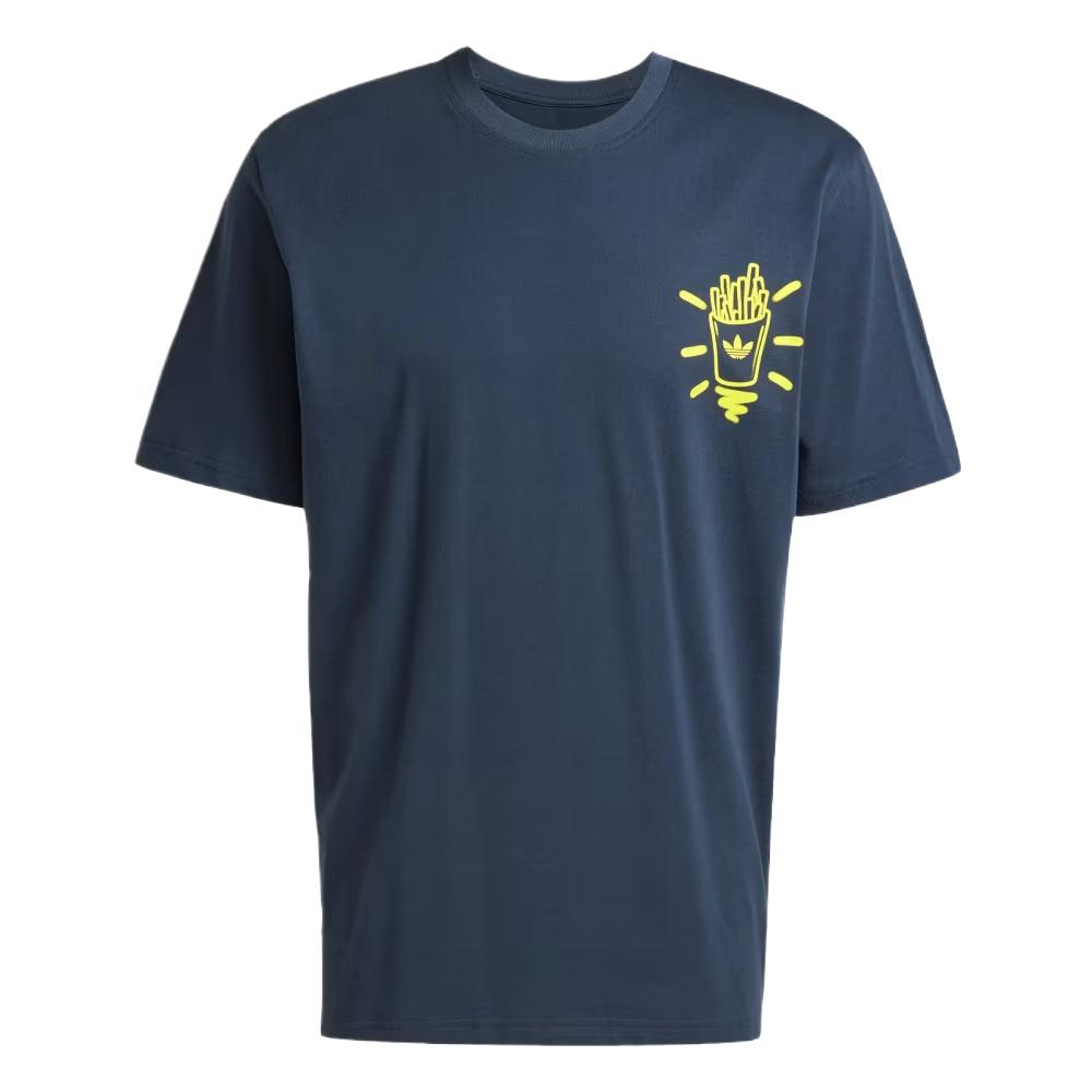 Adidas Originals Quick-Drying Breathable Soft Comfortable Crew Neck Pullover Short Sleeve T-Shirt Men Tops Dark-Blue JP4500 S