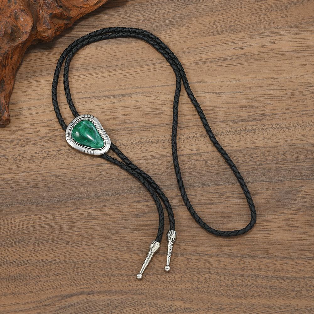 Westliche Bolo Krawatte für Männer Frauen Vintage Stein Anhänger Leder Seil Halstuch Cowboy Lässig Party Hochzeit Bühnenauftritt Kostüm Zubehör