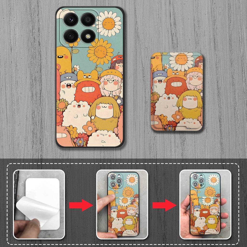 Shockproof Cartoon Phone Case For Honor X8a 4G Soft Case Cover Card Slot Silicone Protective Full Wrap Cute Back Cover