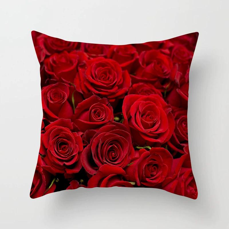 New Valentine'S Day Red Rose Pillowcase Creative Wedding Home Decoration Cushions Cover Heart Shaped Pillow Case