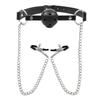 PU Leather Oral Sex Toy with Chain Clip Breast Nipple Clamps Bondage Harness Adult Game - Erotic Toy Mouth Gag Ball