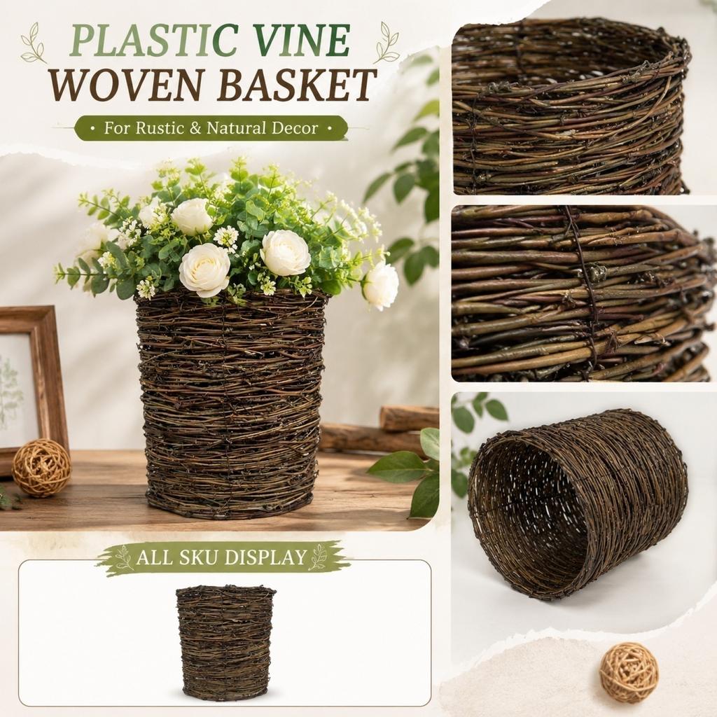 Geflochtener Dekorativer Korb Natürliches Rattan-Material Handgefertigt Rustikales Design Home Storage Organizer Innen- und Außenbereich
