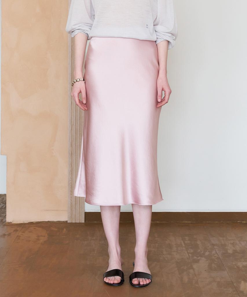 TTUDEMENT Satin Long Skirt (Pink)