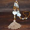Bohemian Accessories Tassel Sweater Chain Necklace Women's String Wood Bead Long Necklace Jewelry