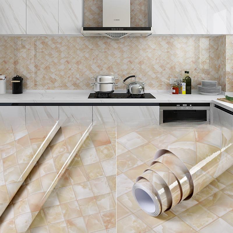 Marble Kitchen Oil-Proof Film Stove Waterproof Moisture-Proof Self-Adhesive Wallpaper Countertop Cabinet Renovation Tile Sticker