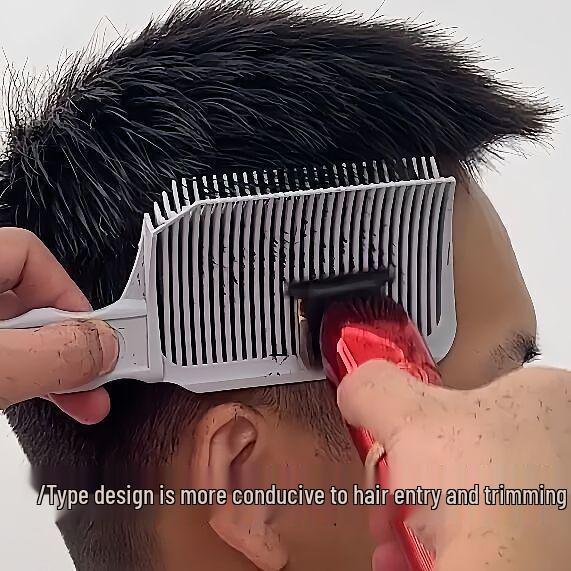 Men's Flat Top Hair Styling Comb - Self-Assistant Edge Trimming Barber Cutting Tool