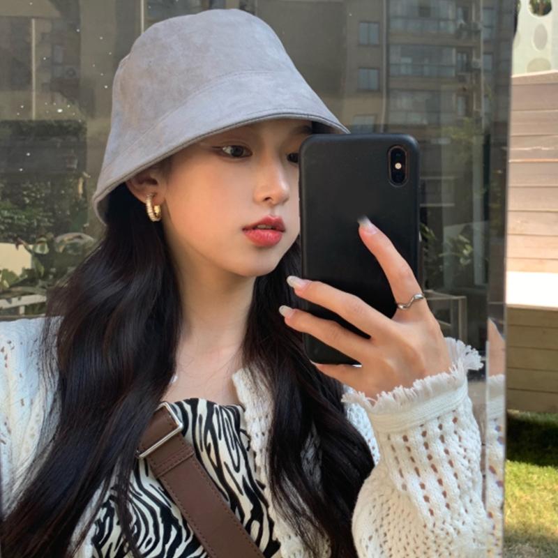 All-match Retro Suede Basin Hat Fashion Fisherman Hat Windproof Bucket Hat for Fall Winter Daily Wear Morning Workout