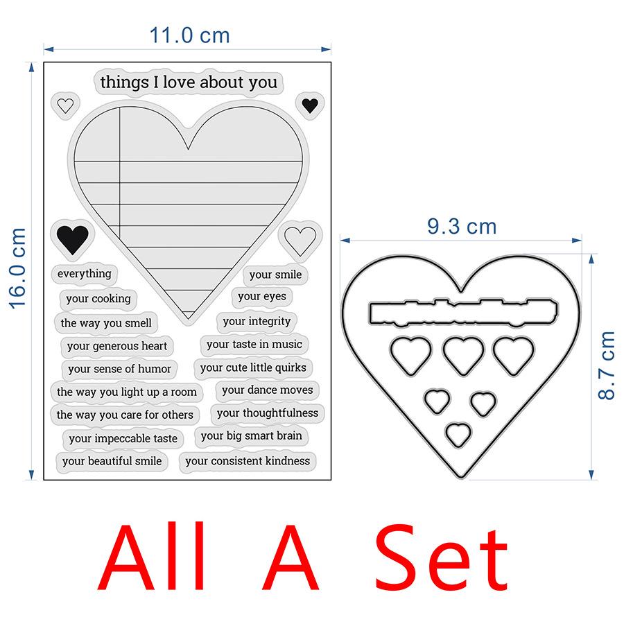 Силиконовый набор штампов  Слова-сердечки  - Прозрачный ПВХ DIY Штамп для журнала (Новый стиль 2024)
