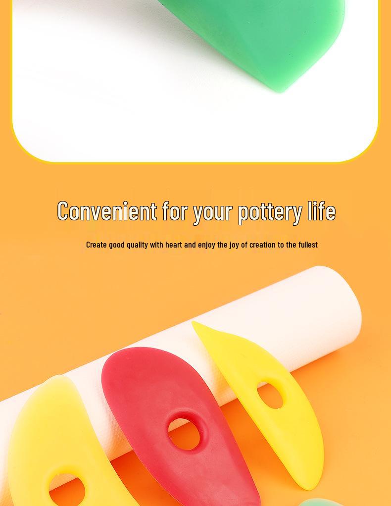 4-Piece Multifunctional Silicone Pottery Scraper Set for Trimming, Shaping, and Surface Flattening.