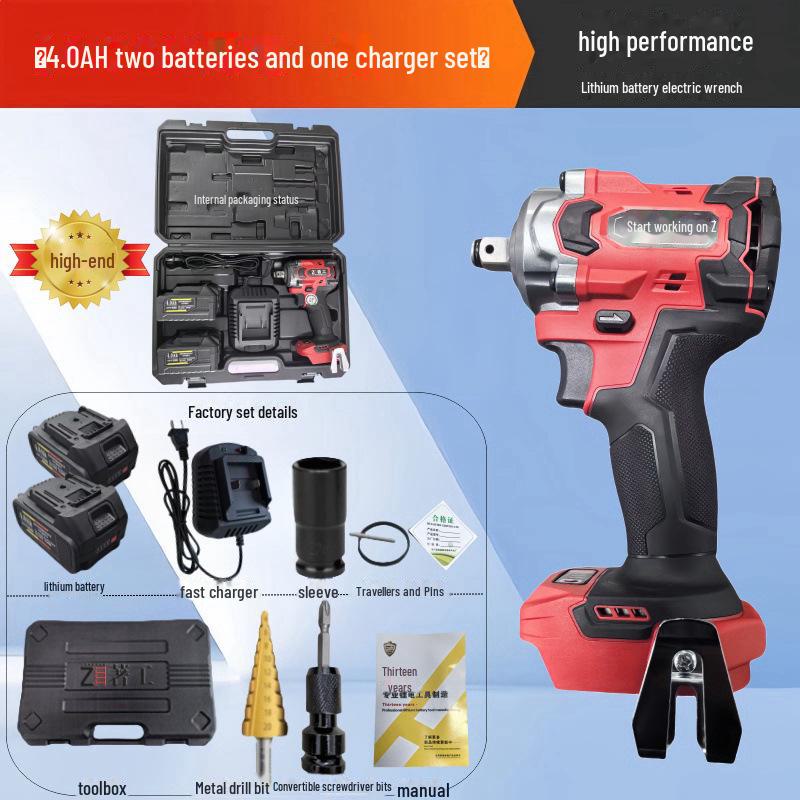 "High-Torque Brushless Electric Wrench with Lithium Battery – Ideal for Woodworking, Photovoltaic Installation, and Auto Repair"