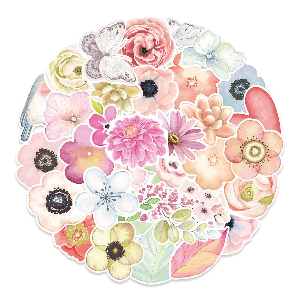 50 New Plant Flowers Graffiti Stickers Mobile Phone Computer Kettle Decoration Stickers