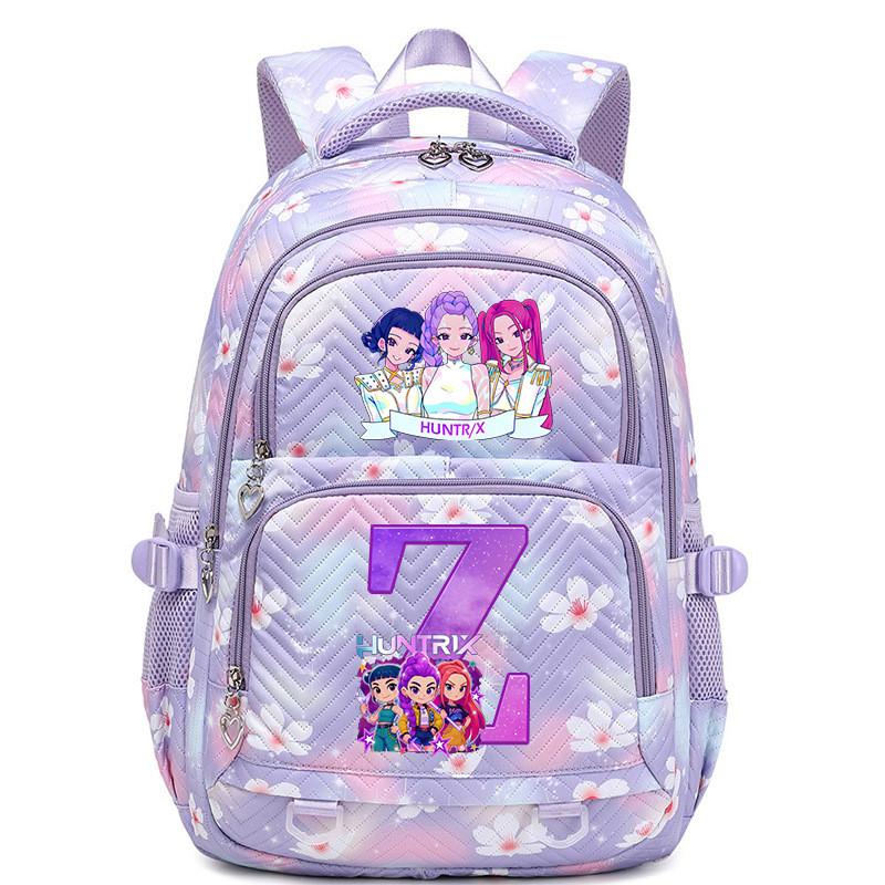 

Kids Girls Kpop Hunters English Letters Rumi Printed Student School Bag Waterproof Backpack 44*34*17cm