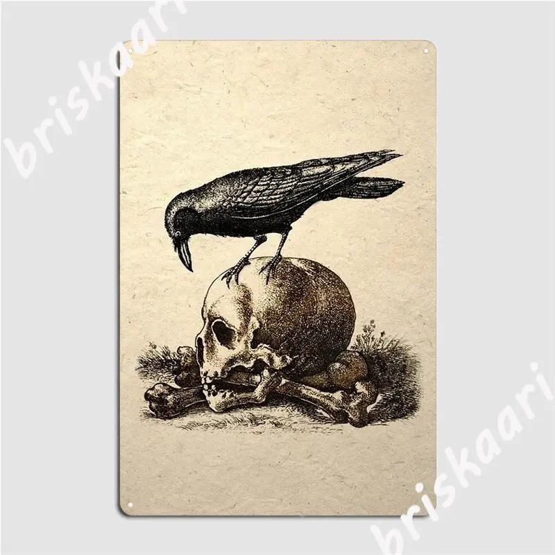 Crow On A Skull Gothic Macabre Metal Plaque Poster Poster Wall Cave Cave Pub Decoration Tin Sign Poster