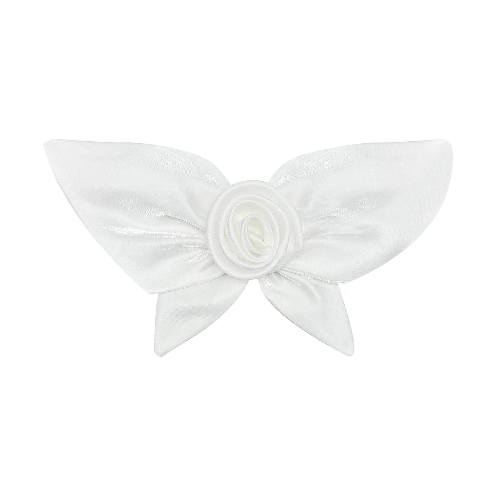 

Women 3D Bowknot Flower Brooch Detachable Pre-Tied Bow Tie Lapel Pin Collar Neck Clips Wedding Party Bowtie Corsage белый