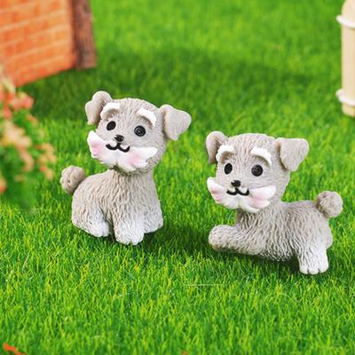 4 Stück Miniatur Welpenfiguren Mini Schnauzer Ornament Auto Armaturenbrett Deko