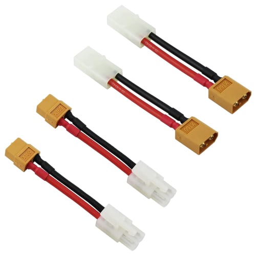 Boladge 2-Pair Tamiya Connector To XT60 Connector Adapter for RC Radio Control, 10cm 14AWG Silicone Cable Included, for NiCd and NiMH Dynamite Packs