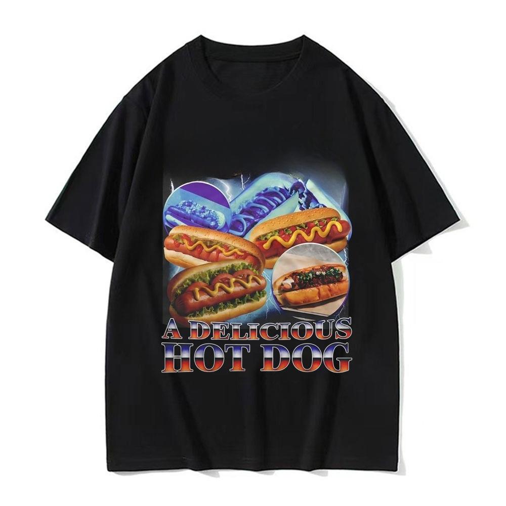 A Delicious Hot Dog Funny Food Meme T-shirt Men Women Vintage  Summer Fashion T Shirt High Quality Comfort Cotton T Shirts
