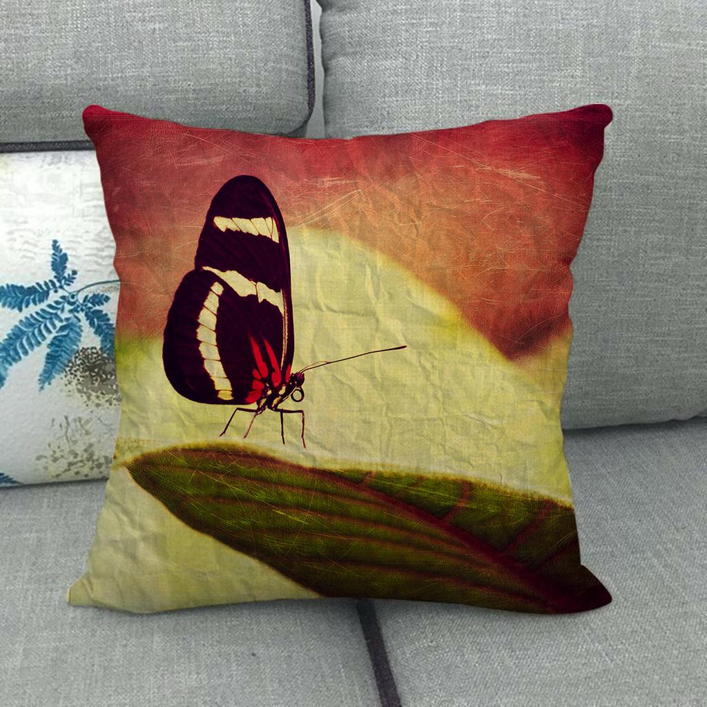 Butterfly Colorful Cartoon Insect Animal Digital Printing Short Plush Pillow Covers For Car Sofa Office Cushion Cover Home Goods