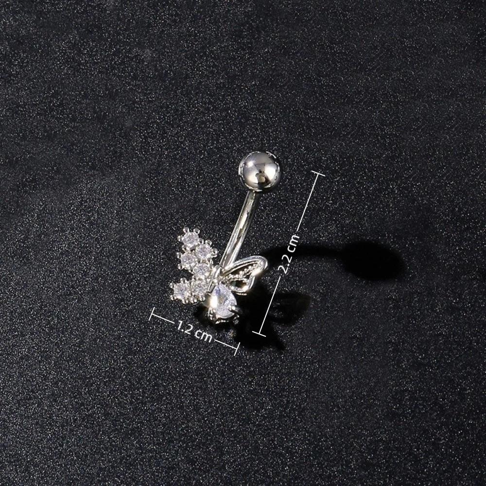 Butterfly Flower Belly Button Ring Mini Body Jewelry Sexy Belly Piercing Ring  Women Girls