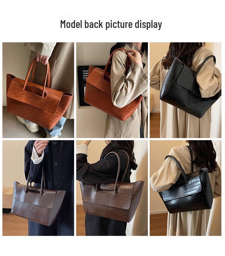 2025 Large Capacity Women's Stone Texture Retro Tote - Trendy Korean Style Handbag