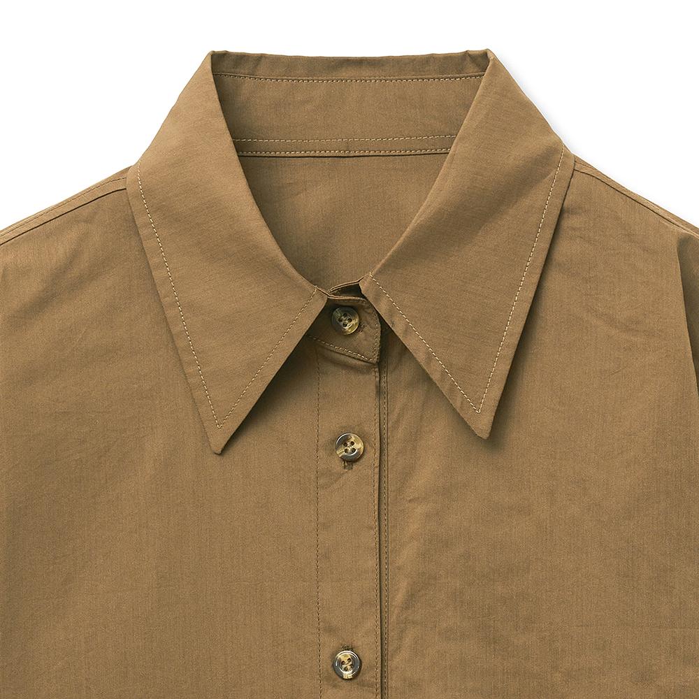 NOIRER FOR WOMAN Cotton Loose Fit Classic Shirt (Brown)