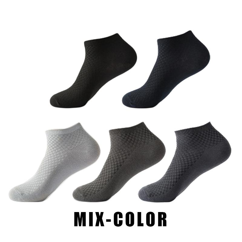 5 Pairs Men Short Socks Bamboo Fiber High Quality Crew Ankle Casual Business Breathable Soft Compression Low-Cut Socks for Male