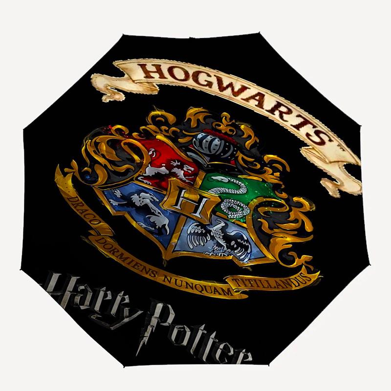 1pc Hogwarts Harry Potter Automatic Folding Umbrella - Compact 8-Rib Design, Durable Plastic & Iron1482L