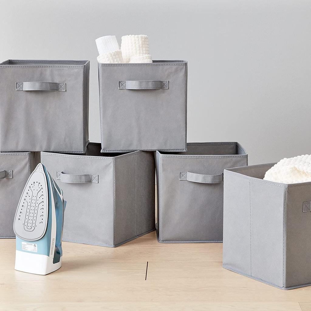 1pc-Grey Uncovered Square Storage Box with Foldable Fabric for Household Use, Snacks, and Miscellaneous Items Sorting Basket