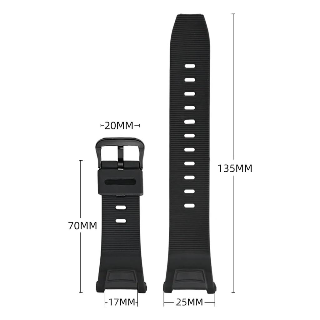 CSNVSAS TPU Silicone Strap for Casio PROTREK Series Replacement Sport Waterproof Resin Watch Band Bracelet PRW-1500 PAW-1500 PRG-130 - Men's (Black